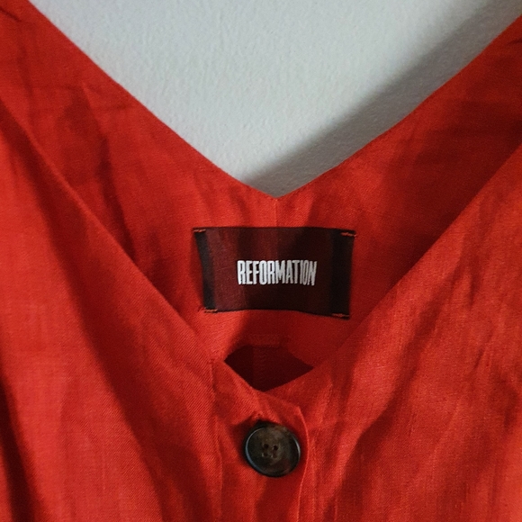 Reformation Honolulu Camisole Top | Red | Linen | Size L - Picture 6 of 9